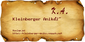 Kleinberger Anikó névjegykártya